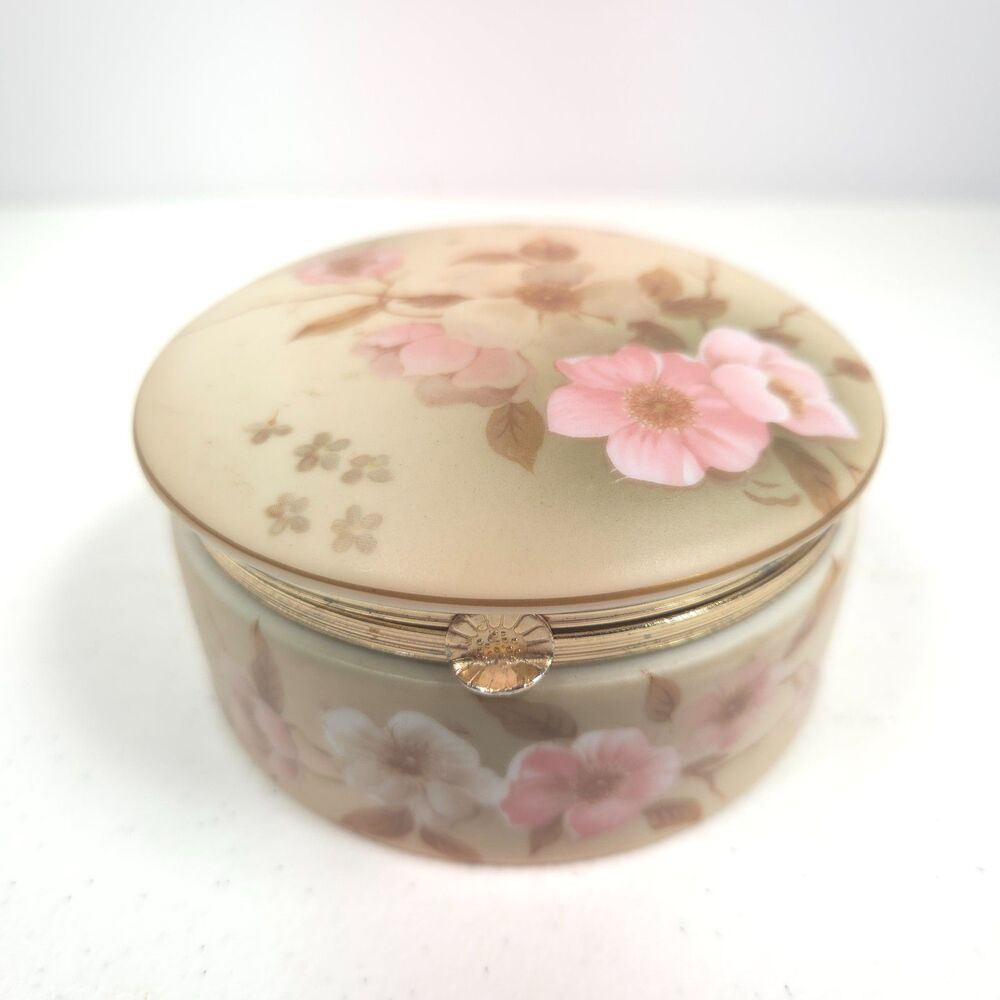 Vintage Victorian Garden Hummelwerk Dogwood Trinket Box Japan Floral Vanity